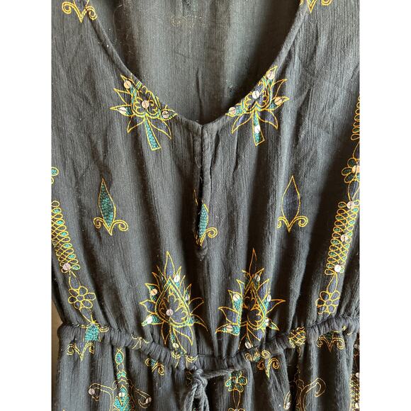 Anna Sui  x O'Neill Harmon | Black Sequin Bell Sleeve Romper | XS - Picture 6 of 16